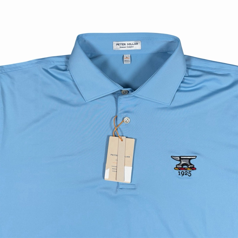 NWT Peter Millar Polo Shirt Mens L Blue Golf Summer Comfort Crown Sport